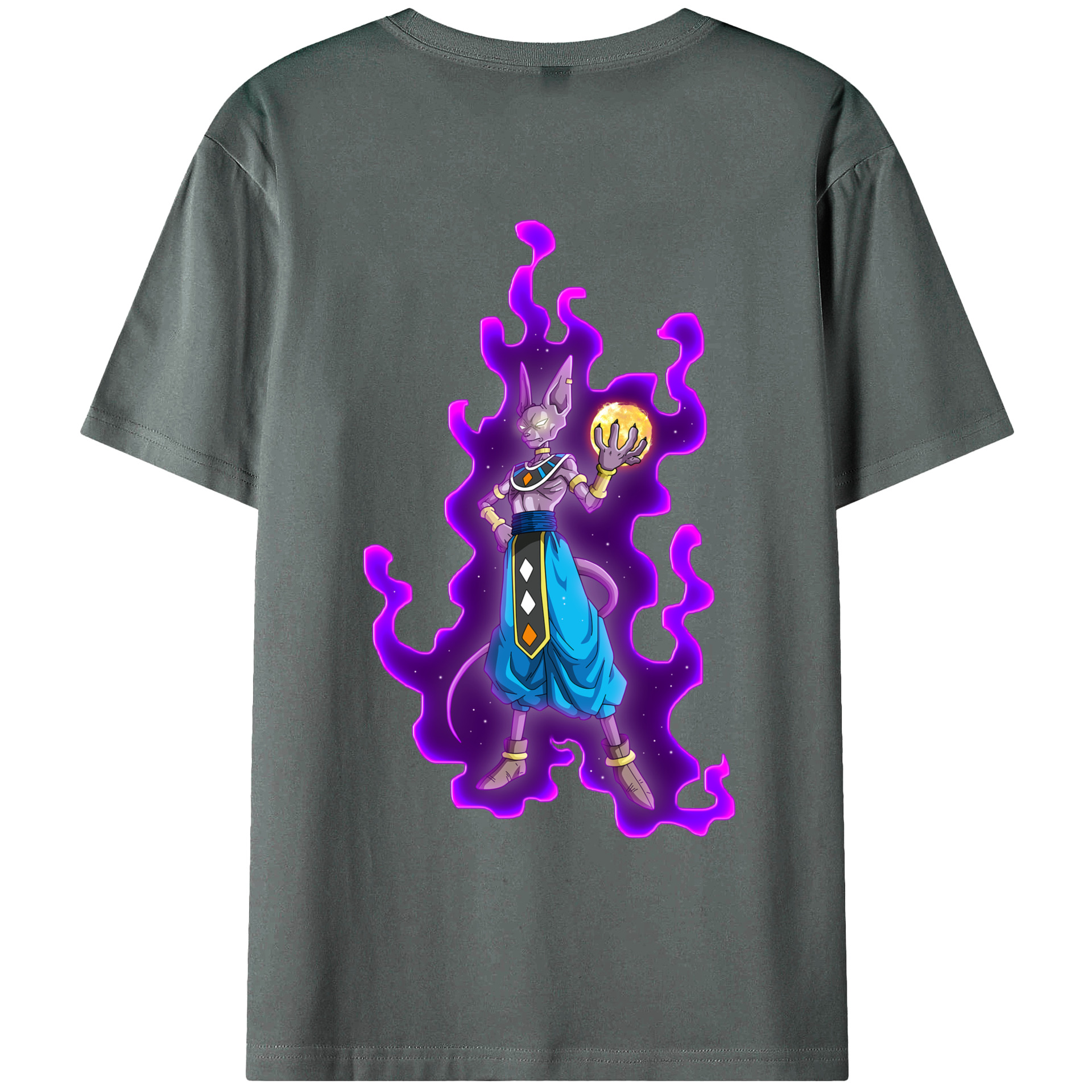 （画像用） ドラゴンボール ビルス 破壊神ビルス DRAGON BALL Beerus Birusu 綿100％ メンズ半袖Tシャツ（バックプリント） 通気性